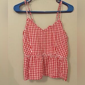Red and White Gingham Spaghetti Strap Top